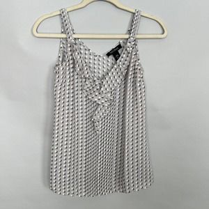 White House Black Market Black and White Poke a Dot with Ruffle Neck Size XXS